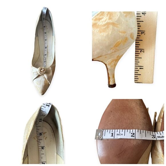 Vintage Brocade/Damask  Ivory Pumps by Sylvia Cristie, Size 7AAA - Picture 12 of 14